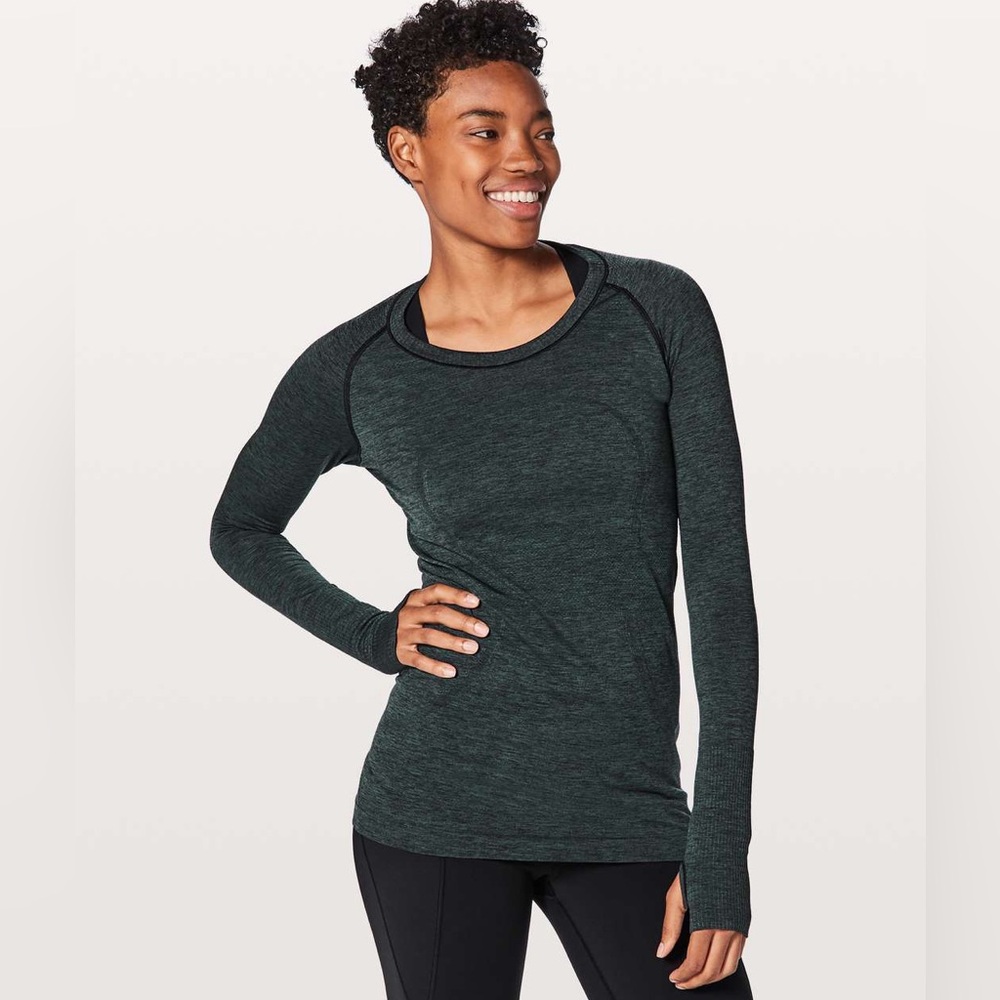 Lululemon Dark Blue/Green Swiftly Tech Long Sleeve Womens 8
